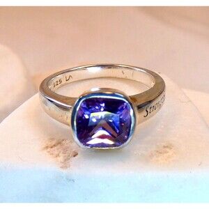 Amethyst Sterling Silver Ring "Strength" Sz 6.75